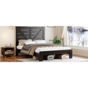 Struttura letto king size con testiera, piattaforma in legno silenziosa, facile da montare con attrezzi, non richiede rete a molle, ampio spazio contenitore - Product Image 5