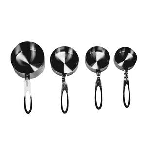 Heavy Duty Steel <b>Measuring</b> <b>Cup</b> Set with Wooden Handles <b>for</b> <b>Baking</b> Cooking Hotel and Commercial Kitchen Home Decor - Product Image 1