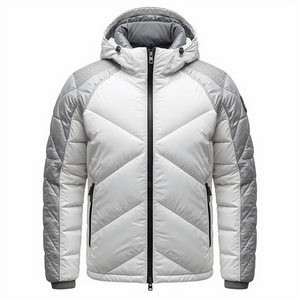 Luxury Men's Diamond Quilted Long Hooded Puffer Jacket Premium Insulated Polyester Construction Waterproof Windproof Modern - Product Image 3