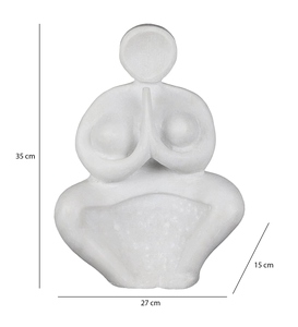 Escultura Abstracta de Diosa del Yoga Femenina, Acabado en Mármol Blanco, Estatua en Pose Namaste, Figura Minimalista de Dama del Yoga - Product Image 2