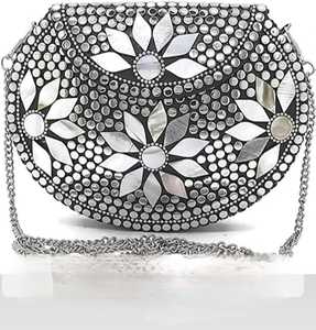 Circular Gold Plated Brass Clutch <b>Bag</b> With <b>Studs</b> Flower Design Antique Metal Craft Art Collectible - Product Image 5