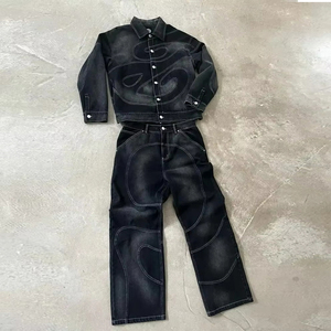 Conjunto de Chaqueta y Pantalones Vaqueros con Capucha para Hombre, Invierno, Térmico, Ecológico, de Secado Rápido, Transpirable y Resistente al Viento - Product Image 1