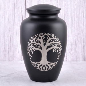 Urna Funeraria de Latón Verde y Dorado con Árbol de la Vida, Acabado Mate, para Cenizas Humanas, Recuerdo Funerario y Entierro - Product Image 2