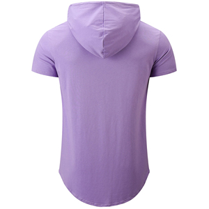 Sweat à capuche uni à manches courtes pour homme, en coton, personnalisable, pour l'été, les sports de plein air, vêtements de sport basiques, en coton mélangé - Product Image 2