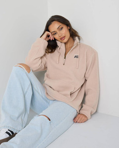 Sweat à capuche demi-zip en polaire sherpa personnalisé pour femme, vêtements d'hiver OEM sous marque privée, sweats à capuche pour femme - Product Image 2