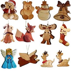 Intarsia Woodcraft Ornament and Magnet for Christmas Gift and Souvenir Durable Wood Ornament Handcrafted Customized Designs - Product Image 1