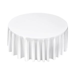 Nappes blanches de 132 pouces de diamètre, lot de 10, résistantes aux taches et aux plis, lavables en machine, en polyester - Product Image 1