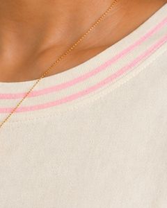 Customized Pink Stripe Women Oversized T Shirt Casual Crew Neck Short Sleeve Contrast Trim Loose Fit Soft Breathable Summer <b>Top</b> - Product Image 4