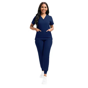 Tenue médicale extensible haut de gamme pour femme, uniforme de soins à manches longues, personnalisable avec logo, pour infirmières et personnel hospitalier - Product Image 4