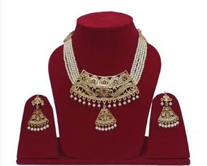 High Quality Gold Plated Zircon Ethnic Necklace Set Girls Stylish Everyday Wear Wedding <b>Gift</b> Party Collection Available Export - Product Image 5