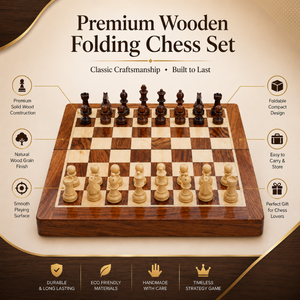 Juego de Ajedrez de Madera Hecho a Mano de 12 Pulgadas con Tablero Plegable y Almacenamiento |   Juego de Estrategia Premium para Adultos, Niños, Viajes, Regalo Familiar, Ajedrez - Product Image 5