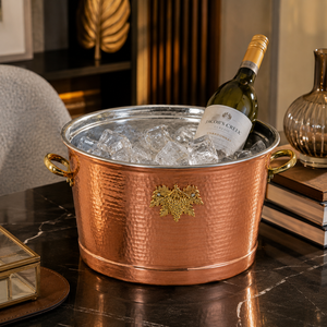 Hammered Copper Wine Cooler <b>Bucket</b> with Stainless Steel Liner Ice <b>Bucket</b> Champagne Chiller Beverage Cooler for Wine <b>Beer</b> Parties - Product Image 4