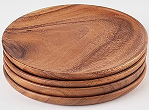 Premium Classic Wooden Snack Plates Dishwasher Safe Round <b>Dinnerware</b> for Party Use by blossom craft india - Product Image 3