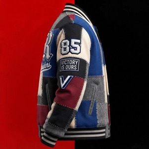 Veste d'hiver en laine et nylon avec fermeture éclair pour homme, style décontracté, logo brodé sur le devant, finition soignée - Product Image 3
