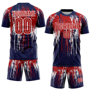 Maillots de football pour hommes à manches courtes, sublimés, anti-boulochage, en polyester rouge cramoisi, col rond, personnalisables - Product Image 4