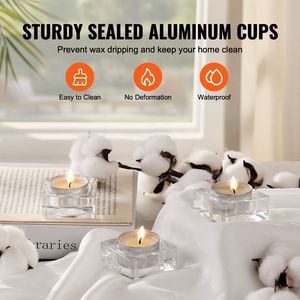 Confezione da 200 Candele Tea Light Senza Profumo, Durata 6,5 Ore, Senza Fumo e Senza Gocce, in Contenitori di Alluminio, Naturali, Formato Piccolo - Product Image 5