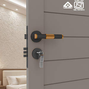 Juego de Manijas de Puerta de Lujo SS304 de Doble Tono con Acabado Moleteado Texturizado Negro Mate PVD, Oro Rosa PVD y Dorado Negro, Herrajes para Cerradura de Palanca - Product Image 1
