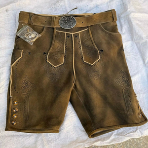 กางเกงหนังแท้คุณภาพสูงสำหรับผู้ชาย สไตล์บาวาเรียน สำหรับเทศกาล Oktoberfest ใหม่ - Product Image 1