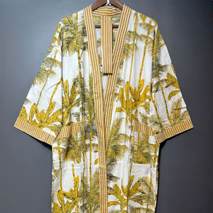 Camisones Kimono con Estampado de Dibujos Animados para Mujer, Algodón Suave, Verano, Hechos a Mano, ODM, Cuello en V, Cintura Elástica, Largo hasta la Rodilla, Manga Larga - Product Image 1