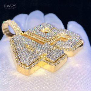 Colgante de Lujo Hip Hop con Logotipo Personalizado de Número y Letra VVS1 Moissanite, Chapado en Oro sobre Plata 925, para Hombre - Product Image 4