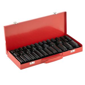 35pcs 1/2\" Deep Impact Socket Set 6-Point Metric Garage Tool with 8mm to 32mm Sockets Durable 8mm 32mm Socket Set - Product Image 1
