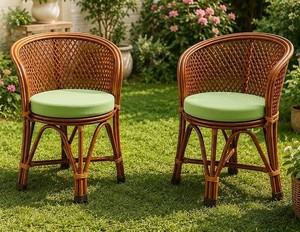 Ensemble de chaises et table en bambou de qualité supérieure |   Design moderne du milieu du siècle |   Chaises de jardin pliantes pour la maison, pieds droits |   Salle à manger et salon - Product Image 3
