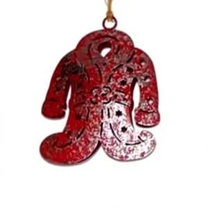Décorations Murales de Noël Vintage en Métal Rouge avec Médaillon Hibou en Laiton – Lot de Décorations Suspendues pour Salon – Vente en Gros - Product Image 5