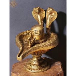 Estatua de Shiva Linga de 4 pulgadas hecha a mano en latón escultura India hecha a mano - Product Image 1