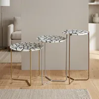 Tables d'appoint rondes modernes avec plateau en faux marbre et structure en métal, meubles de salon, table d'appoint décorative