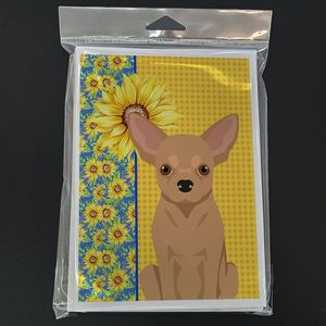 Summer Sunflowers Gold Chihuahua A7 Tamaño 5x7 Whimsical Blank Note Cards Paquete de 8 con sobres-para saludos - Product Image 3
