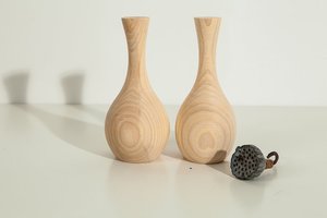 Qualité supérieure, pot de fleurs/vase en bois rustique elliptique sur pied pour usage intérieur, fait main, écologique, pot à bonsaï 500g - Product Image 2