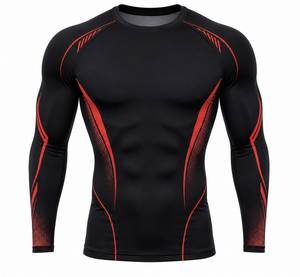 Premium Men's Long Sleeve Compression Rash Guard Eco-Friendly 180g Spandex Polyester Quick Dry Breathable <b>Athletic</b> Workout Shirt - Product Image 1