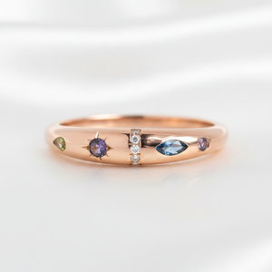 Multi Shape Zircon Diamond <b>Chunky</b> Dome Engagement Anniversary Wedding Band for Women 925 Sterling <b>Silver</b> Starburst Acrostic <b>Ring</b> - Product Image 5