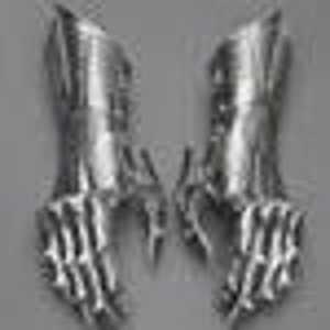 <b>Silver</b> Plated Stainless Steel Armor <b>Gloves</b> Antique Style Polished Metal Craft Art Collectible - Product Image 3