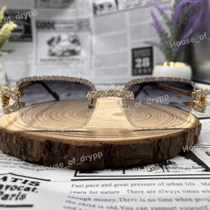 Gafas de sol sin montura con diamantes de moissanita VVS Iced Out, gafas de diseñador con estilo hip hop, gafas de moda para unisex. - Product Image 1