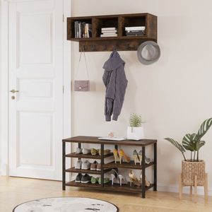 Industrial 7-Hook Coat Rack and <b>Shoe</b> Bench Set Entryway Hallway 5 with Hall Tree for Convenient <b>Storage</b> - Product Image 4