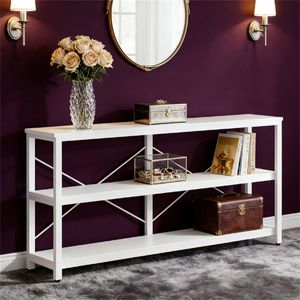 Tavolo Consolle Extra Lungo con Spazio di Archiviazione, Scaffale Aperto e Espositore - Product Image 3