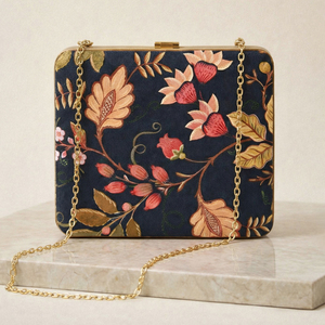 <span class=keywords><strong>Pochette</strong></span> florale <span class=keywords><strong>bleu</strong></span> <span class=keywords><strong>marine</strong></span> pour femme et voyage - Product Image 1