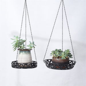 Support de pot de fleurs rond en métal noir moderne, robuste, pour plantes suspendues, pour intérieur, extérieur, jardin, balcon, décoration de la maison, en gros - Product Image 5