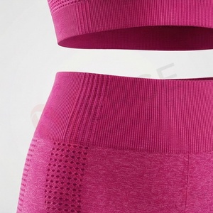 Conjunto de Yoga Rosa sin Costuras para Mujer, Top Corto Deportivo y Leggings de Cintura Alta, 2 Piezas - Product Image 5