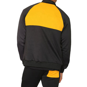 Men's Yellow Black Color Block Tracksuit Full <b>Zip</b> Sporty Jogging Set With Side Pockets Regular Fit Autumn Wear - Product Image 4