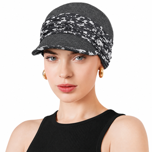 Bonnet décontracté en polyester à imprimé floral abstrait pour femme, idéal printemps/été, tour de tête 56-58 cm - Product Image 2
