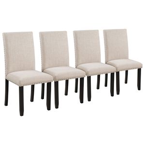 Set da Pranzo TREXM 5 Pezzi in Finto Marmo Bianco/Beige con Tavolo e 4 Sedie con Cuscini Spessi, Arredamento Elegante per Sala da Pranzo - Product Image 6