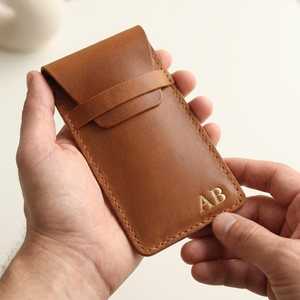 Étui à lunettes en cuir véritable souple, pochette de luxe en cuir de vachette, étui fin fait main vintage pour lunettes de lecture LGC-0039 - Product Image 3