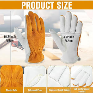 Gants de conducteur en cuir pleine fleur et croûte de cuir, doux et confortables, pour la protection personnelle, robustes, pour activités de plein air et travail - Product Image 2