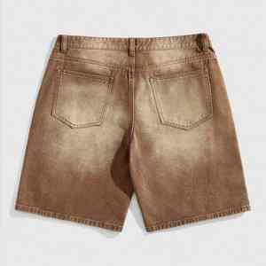 กางเกงยีนส์ขาสั้นผู้ชายสไตล์วินเทจ สำหรับฤดูร้อน ทรงลำลอง เอวกลาง ระบายอากาศได้ดี แห้งเร็ว ผ้าฝ้าย 100% ขอบดิบ ตกแต่งซิปและคริสตัล - Product Image 1