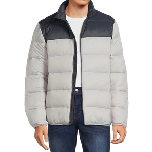 Chaqueta Acolchada para Hombre con Bloques de Color, Cortavientos, Cierre de Cremallera, Cuello Alto, Abrigo Casual de Invierno, Ajuste Regular, Relleno de Poliéster - Product Image 4