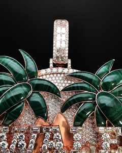 Pendentif Breloque Palmier en Argent Sterling S925 Plaqué Rhodium, entièrement serti de Moissanite VVS, style Hip Hop, pour Bijoux Certifiés - Product Image 2