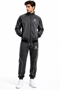 Survêtement en polyester personnalisé pour hommes, ensemble de sport à fermeture éclair intégrale, tenue de jogging, vêtements de sport, fabricant OEM ODM - Product Image 3