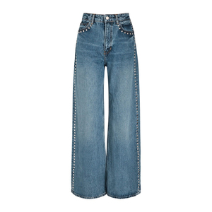 Women's Pants Loose Wide Leg High Waisted Jeans Women's Solid Color Casual Wear Street Style Baggy Cotton Denim Pants - Product Image 6